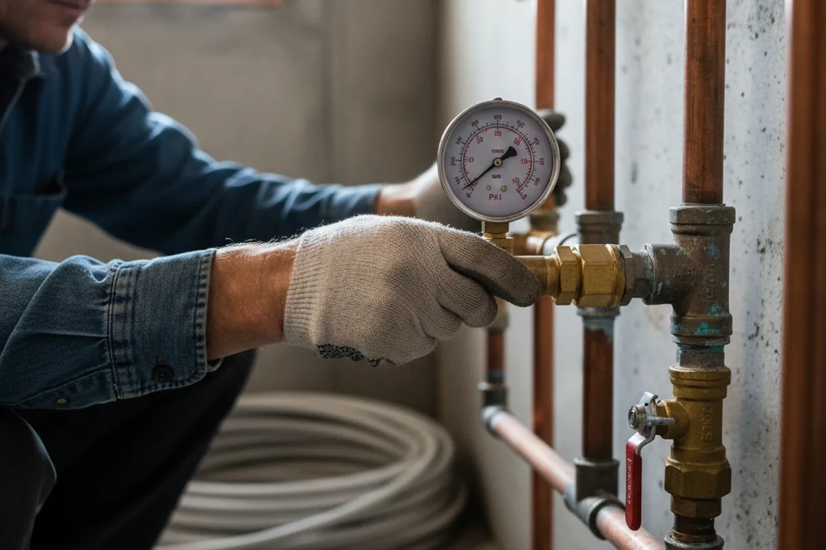 Pressure testing a repaired line during Water Line Repair in Porterdale